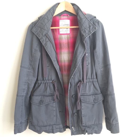 Aeropostale gray jacket with hoodie size M - Picture 4 of 8